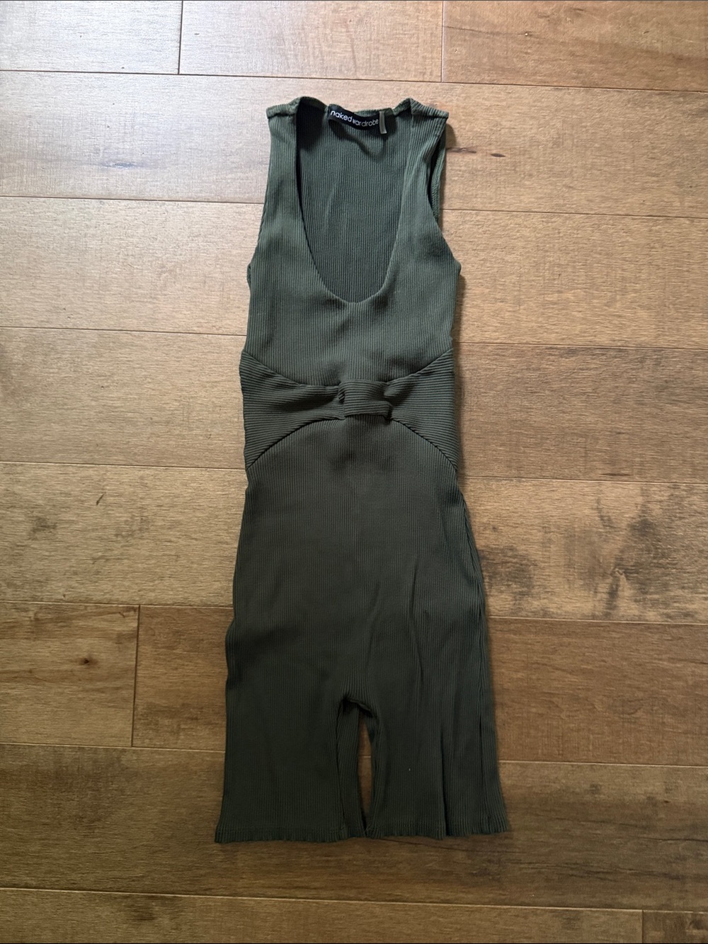 naked wardrobe women’s medium Olive Ribbed Jumpsuit 💋
